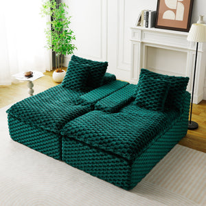 English Elm Green Turtle Velvet Double Chaise Lounge - Cozy & Multifunctional Sofa For Relaxing Or Socializing W3371S00042