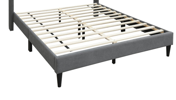 English Elm Elegant Velvet Upholstered Queen Bed with Geometric Stitched Headboard, Platform Design, 12" Height Gray 66 L x 23 W x 9 H B011P238938