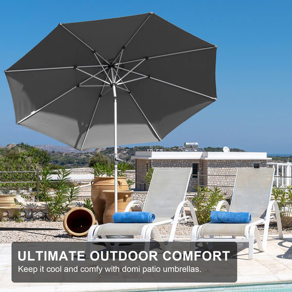 English Elm 9FT Patio Umbrella with Crank & Tilt, 180G UV‑Resistant Waterproof Canopy, Wind‑Vent, 8 Ribs Gray W1859P195948