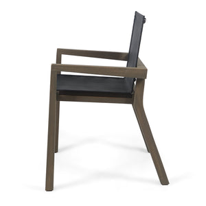 English Elm Christopher Knight Home® - BELFAST Outdoor Dining Chair Set of 2 with Acacia Wood Frame, Black Mesh Seats, Durable Weather-Resistant Design Grey 63256.00GRY