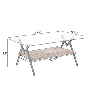 English Elm Coffee Table And End Tables Set Of 3 – Modern Glass & Mdf Design With Storage For Living Spaces W241S00054