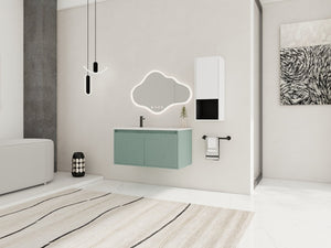 English Elm 36" Floating Bathroom Vanity with Drop-Shaped Resin Sink, Side Cabinet, Soft-Close Doors, Water-Resistant Finish W999S00332