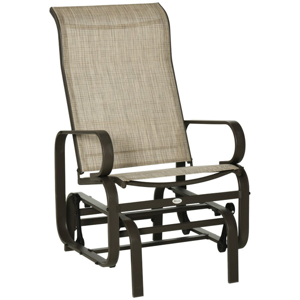 English Elm Outsunny Outdoor Glider Chair - Lightweight Patio Rocking Chair With Ergonomic Design & Durability W2225P174350-GIGA