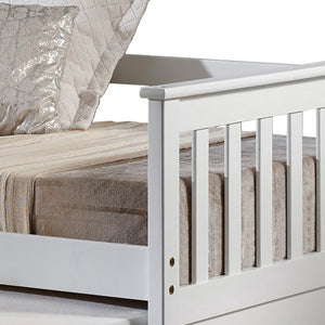 English Elm White Solid Pine Slatted Daybed with Roll-Out Trundle, Mission-Style Shelter Design, No Box Spring Needed B062S00474