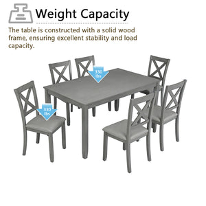 English Elm 6 Piece Rubberwood Dining Set with Bench and Linen Chairs for Transitional Kitchen W1998S00097