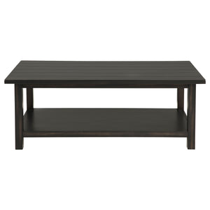 English Elm Castleton Farmhouse Pine Living Room Table Set with Shelves and Drawer Storage B062S01642