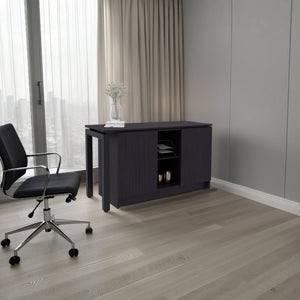 English Elm Beattie Rotating L-shaped Home Office Desk Engineered Wood Matte Black Finish B092S00299