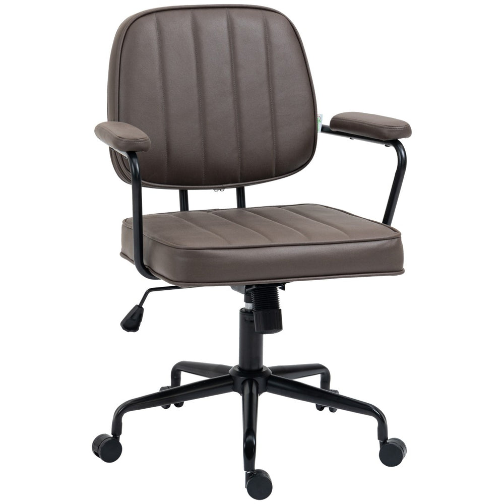 English Elm Vinsetto Light Brown Microfiber Office Chair With Adjustable Height, Tilt Function & Swivel Wheels W2225P217511-GIGA
