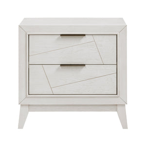 English Elm Antique Asteria Nightstand with Drawers in Antique White Oak Veneer, Flat Black Hardware Accent B011P286903