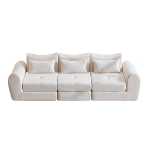 English Elm Modular Cloud Sectional Sofa Bed with Flannelette Upholstery for Flexible Living White W1829S00073