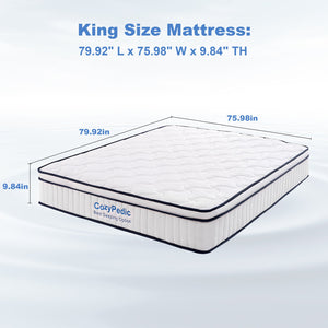 English Elm 10 Inch King Hybrid Mattress Memory Foam Pocket Springs Cooling Cover Certipur W2699P399181