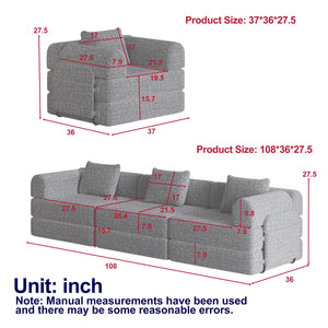 English Elm 4-seater Chenille Floor Sofa Bed with Storage Pockets and High-density Foam Fill W3505S00002