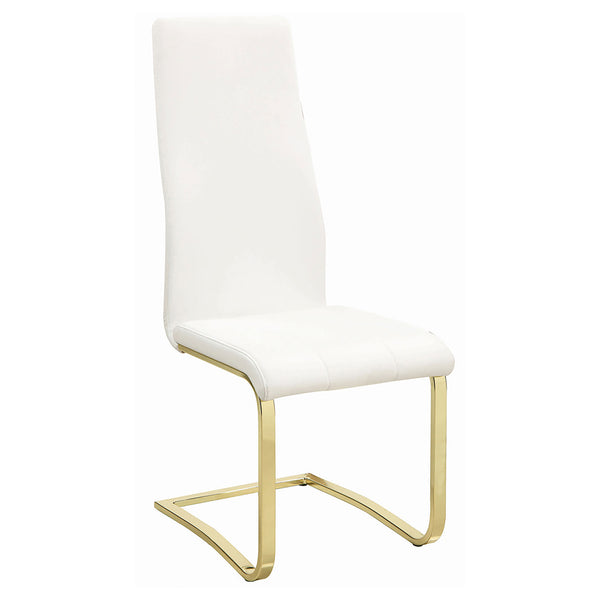 English Elm Whittingham Luxurious White and Gold Upholstered Dining Side Chairs Set of 4 — High-Back Comfort, Metal Legs B062P328699