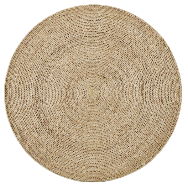 Limay Coastal Rope Accent Table with Glass Top - Handcrafted Wrought Iron & Natural Abaca Design