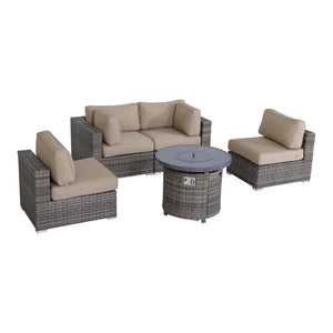 English Elm Fully Assembled Outdoor Loveseat Set With Fire Pit & Plush Cushions For Year-Round Comfort & Style B120S00152