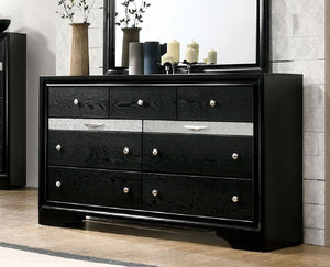 English Elm Contemporary Chic Chest with Gold Accents, Acrylic Trim, Metal Bracket Legs and Dust‑Proof Drawers Black 67 L x 20 W x 44 H B2741P375939