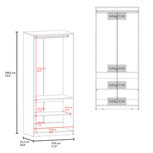 English Elm Wengue Elegant 2-Door Wardrobe with Shelves, Hanging Rod and Built-In Shoe Rack for Organized Storage B062P357520
