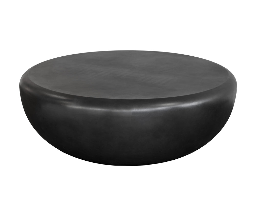 Sunpan Iolite Round Concrete Coffee Table - Contemporary Design for Indoor and Outdoor Spaces, Unique Appeal Black