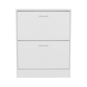 English Elm Inola Modern Two-Door Shoe Rack Cabinet in Kronos White — Adjustable Shelves, Compact Entryway Storage B070P368050