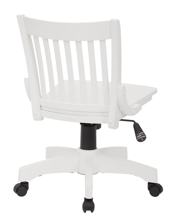 OSP Home Furnishings Deluxe Armless Wood Bankers Chair White Finish