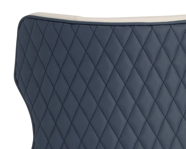 Sunpan Gianni Dining Chair - Elegant Faux Leather Upholstery with Diamond Stitching and Gold Accents Dillon Cream / Dillon Thunder