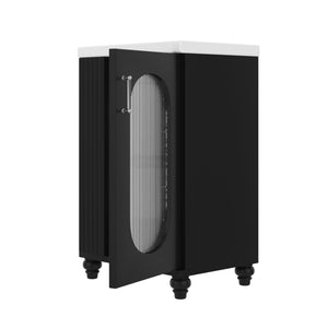 English Elm 20" Matte Freestanding Bathroom Vanity Ceramic Sink Mdf Cabinet Open Side Shelf Black N725P364206B