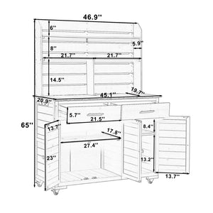 English Elm (assembly Video) Topmax Solid Fir Outdoor Potting Bench Grill Cart with Hutch Storage Brown N717P404333D