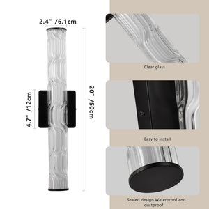 English Elm 19.7'' Matte Black Wall Sconces Set of 2 with K9 Crystal, Dimmable LED 12W 3-Temp Vanity Lighting W2312P394336