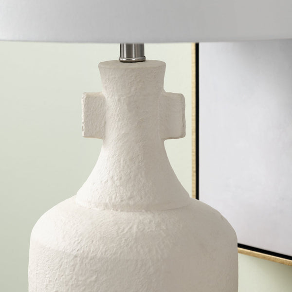 Crestview Collection 26.25"H Elegant Ceramic Table Lamp With Textured Cream Finish And White Linen Shade For Modern Spaces   Cvazp117