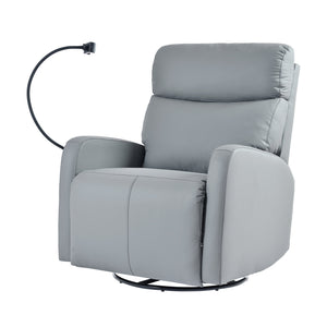 English Elm 270° 270° Power Swivel Recliner Chair with USB Ports, 30° Rocking, 95–150° Recline for Small Spaces Blue Gray W1028S00040