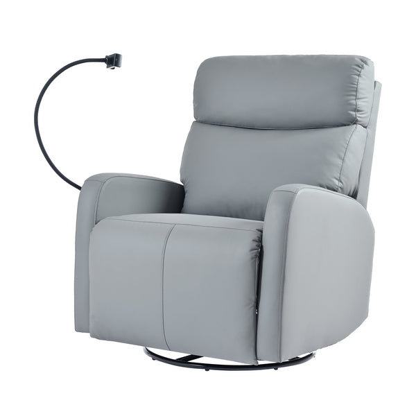 English Elm 270° 270° Power Swivel Recliner Chair with USB Ports, 30° Rocking, 95–150° Recline for Small Spaces Blue Gray W1028S00040