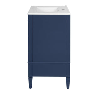 English Elm 30 30 Inch Bathroom Vanity with Ceramic Sink, Modern Compact 3-Drawer Storage Cabinet for Small Baths Blue N710P247499C