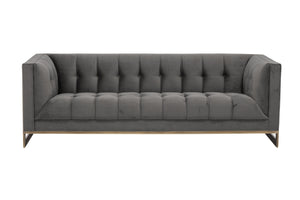 Sunpan Ekon Sofa - Boldly Refined Design with Deep Button Tufting and Rustic Bronze Steel Frame for Any Space Piccolo Pebble