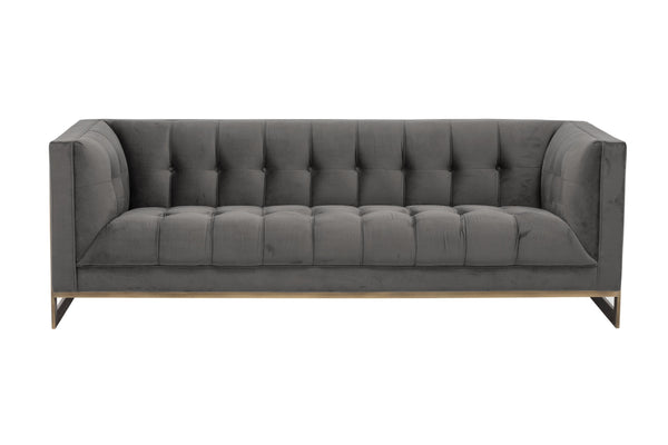 Sunpan Ekon Sofa - Boldly Refined Design with Deep Button Tufting and Rustic Bronze Steel Frame for Any Space Piccolo Pebble