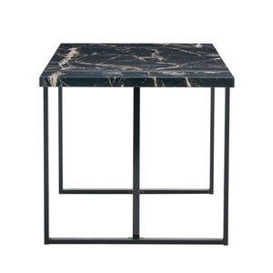 English Elm Industrial rectangular MDF dining table for 4-6, 1.5" thick top, black metal legs, modern sturdy design W1151P185154