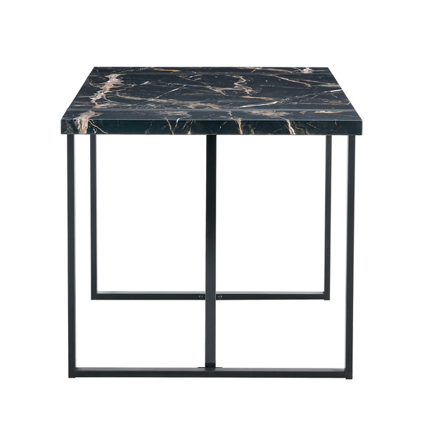 English Elm Industrial rectangular MDF dining table for 4-6, 1.5" thick top, black metal legs, modern sturdy design W1151P185154