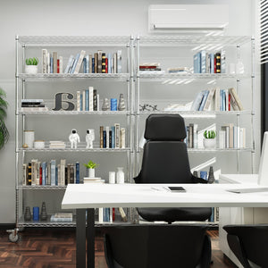 English Elm 6 Tier Wire Shelving Unit - Heavy-Duty 6000 Lbs Capacity, Adjustable Metal Racks With Wheels & Liners W1550119261