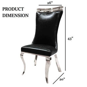 English Elm Glam 2Pc Side Chair Set - Tiger Print Faux Leather With Sleek Black Saber Legs For Dining Elegance B2741S00723