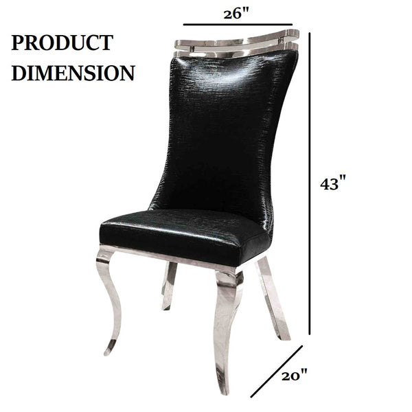 English Elm Glam 2Pc Side Chair Set - Tiger Print Faux Leather With Sleek Black Saber Legs For Dining Elegance B2741S00723