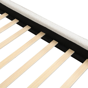 English Elm Christopher Knight Home® - King Size Boucle Bed Frame – Modern Upholstered Platform With Curved Headboard & Soft Corners, Beige N757P235227W