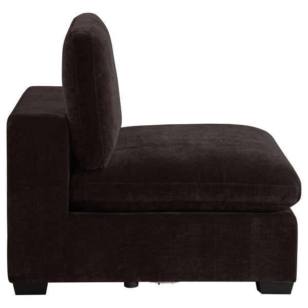 English Elm Murtagh Dark Chocolate Armless Chair — Plush Upholstery, Slipper Silhouette, Durable Wood Frame Comfort B062P378326