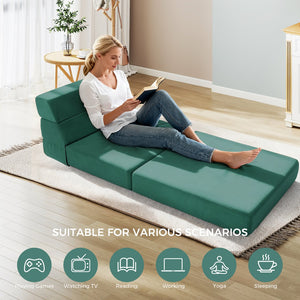 English Elm Folding Foam Floor Sofa Recliner Sleeper Guest Bed for Dorm Studio Small Spaces T5880P498061