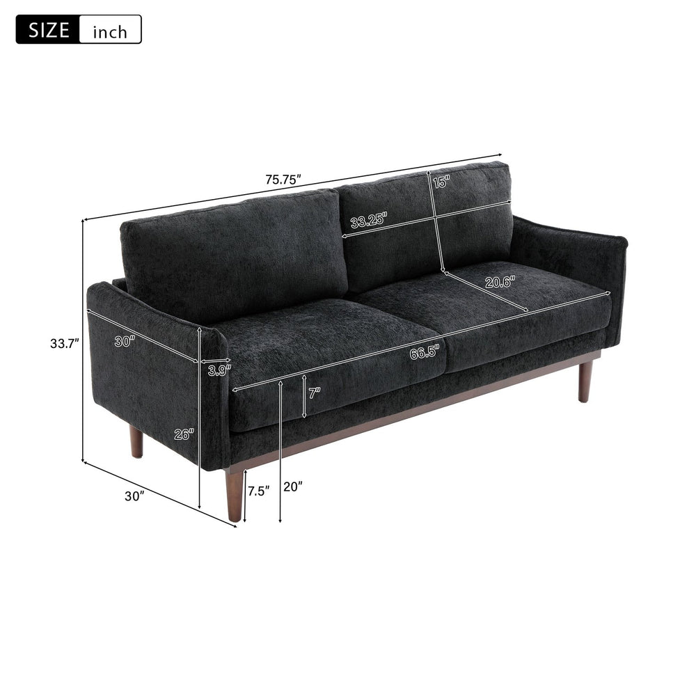 English Elm Modern Chenille Loveseat with Pocket Spring Cushions and Rubberwood Legs for Living Room N763P347228B
