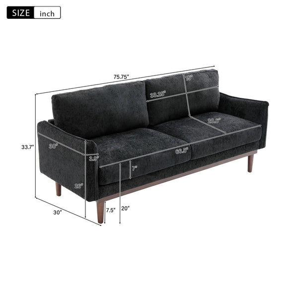 English Elm Modern Chenille Loveseat with Pocket Spring Cushions and Rubberwood Legs for Living Room N763P347228B