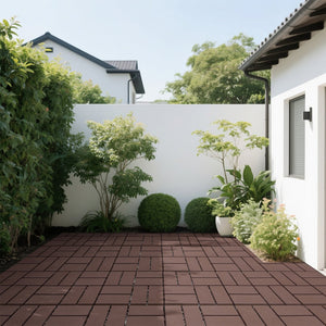 English Elm Plastic Snap Together Polypropylene Deck Tiles Waterproof Outdoor Patio Pool Flooring 44 Pack W3022P251845