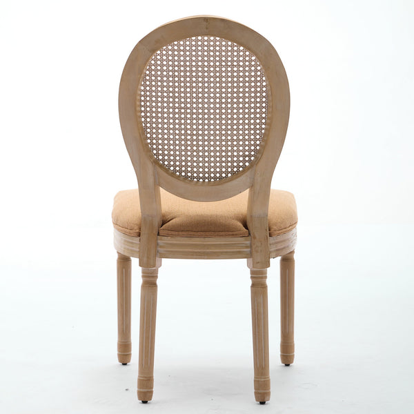 English Elm A&A French Style Solid Wood Dining Chair with Antique Paint, Linen Rattan Back, Plush Cushioning W1143P323325 W1143P323325