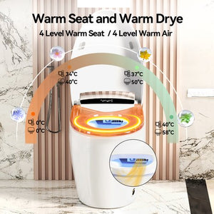 English Elm Smart Bidet Toilet with Auto Open Seat Heated Wash Warm Air Dry and Remote W3133P384770