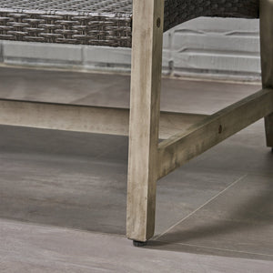 English Elm Christopher Knight Home® - HAMPTON Acacia Wood Wicker Loveseat with Iron Accents – Weather-Resistant Patio Seat, Handcrafted Comfort Grey 60396.00WTCLMBLK