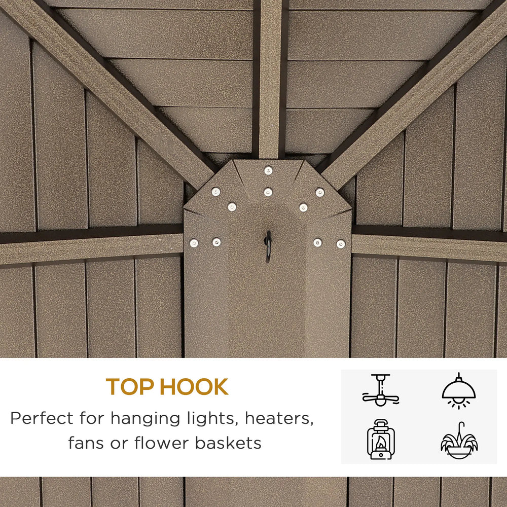 English Elm 164.5" Outdoor Gazebo Steel Dome Roof Aluminum Frame with Privacy Curtains Ceiling Hooks T3971S00072