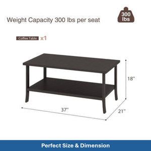 English Elm 3-piece Outdoor Steel Patio Conversation Set with Thick Cushions and Coffee Table Gray B082S00129